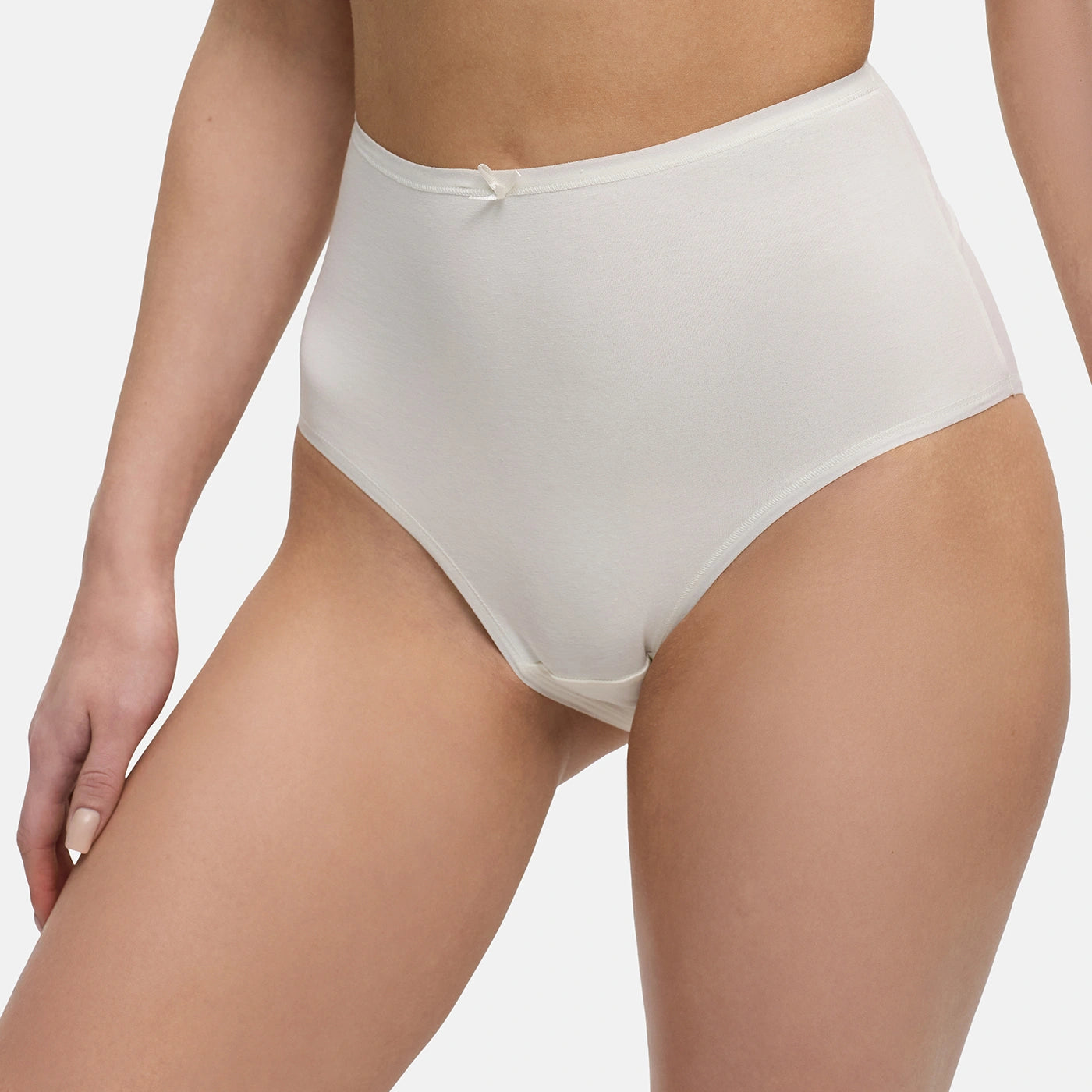 سروال قصير قطني عالي الخصر