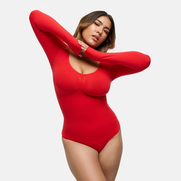 Sculpting Shapewear Long Sleeve Thong Bodysuit