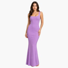 Robe longue en maille côtelée