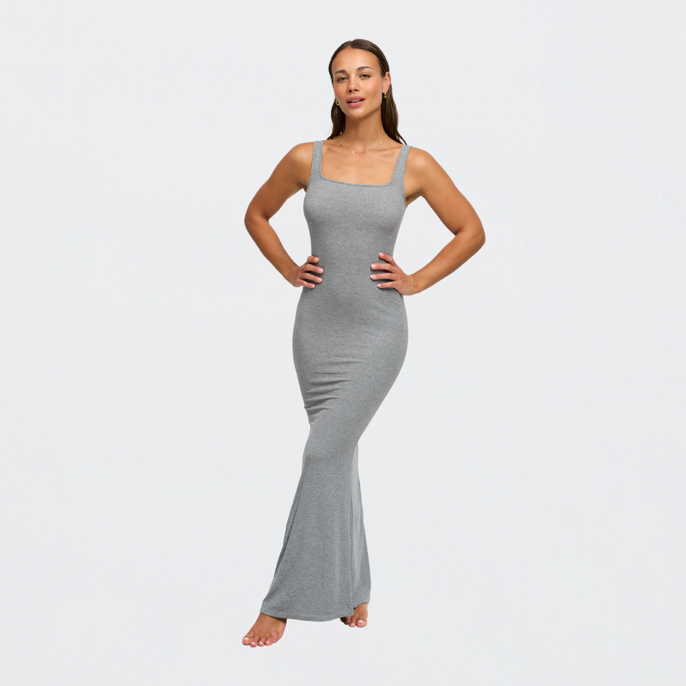 Ribbet maxikjole med tanktop