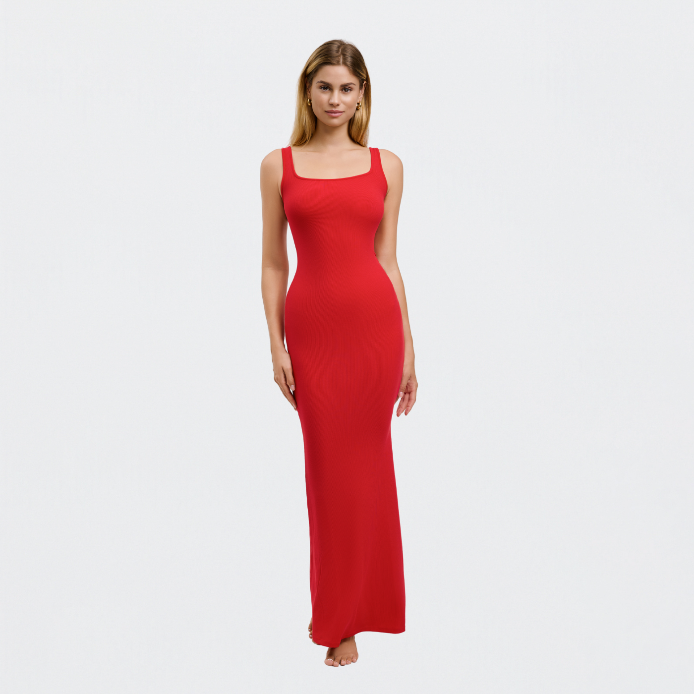 Ribbed tank top maxi dress