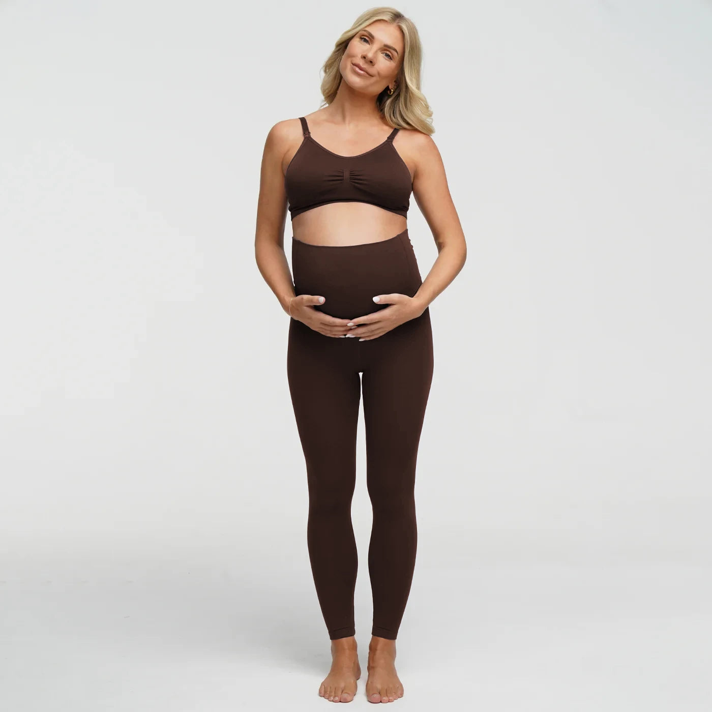 Seamless maternity leggings with a high waistband