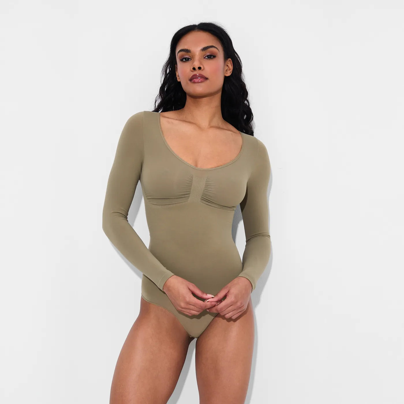 Bodysuit Sculpting Shapewear manches longues avec string - Secret Sale