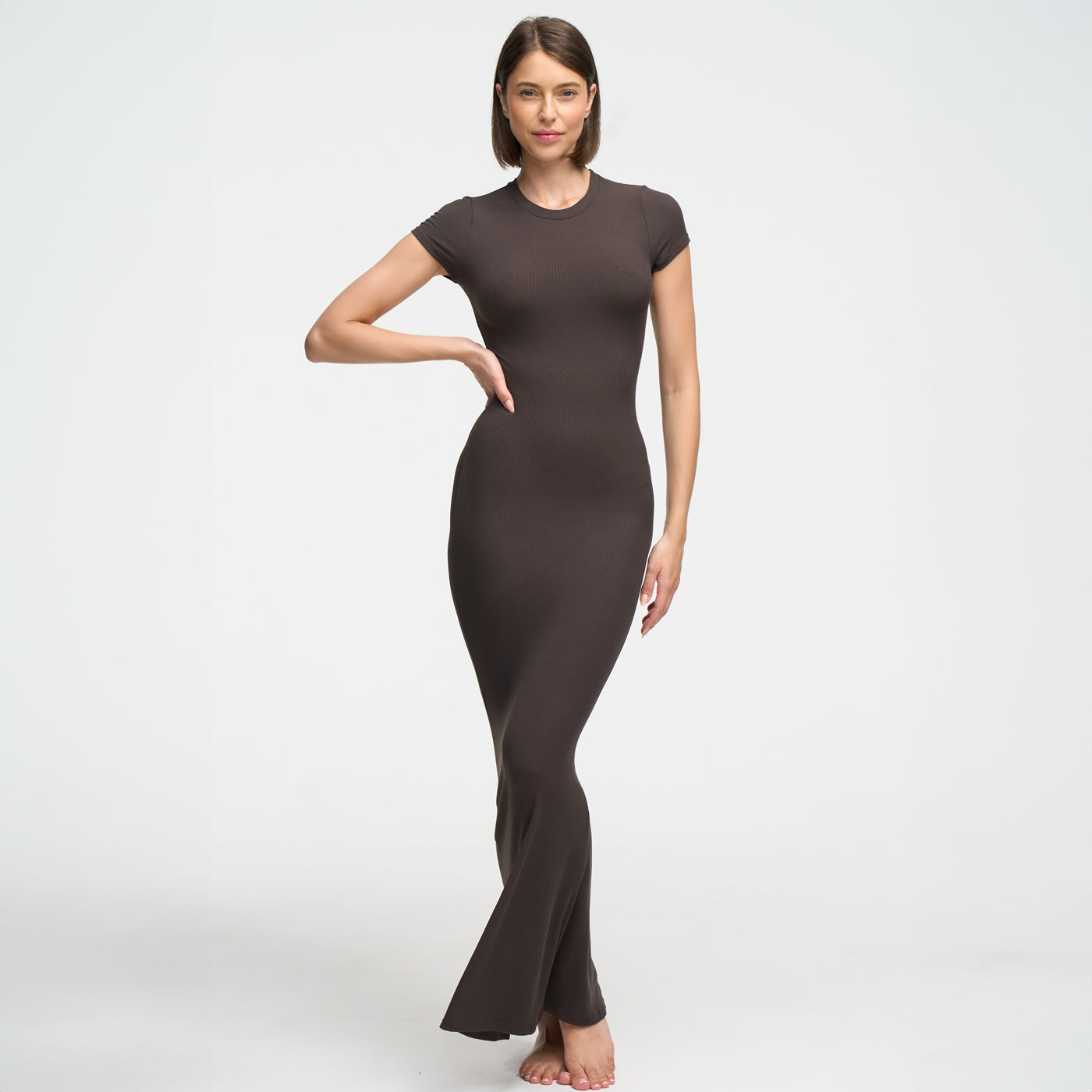 Maxi abito in T-shirt a coste