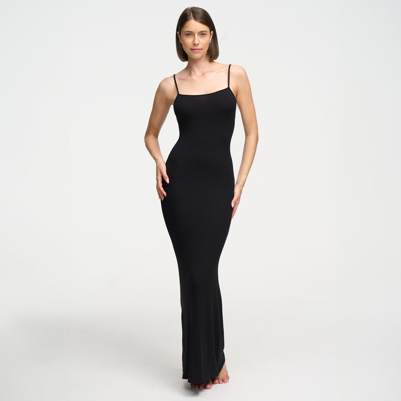 Geribde cami maxi jurk