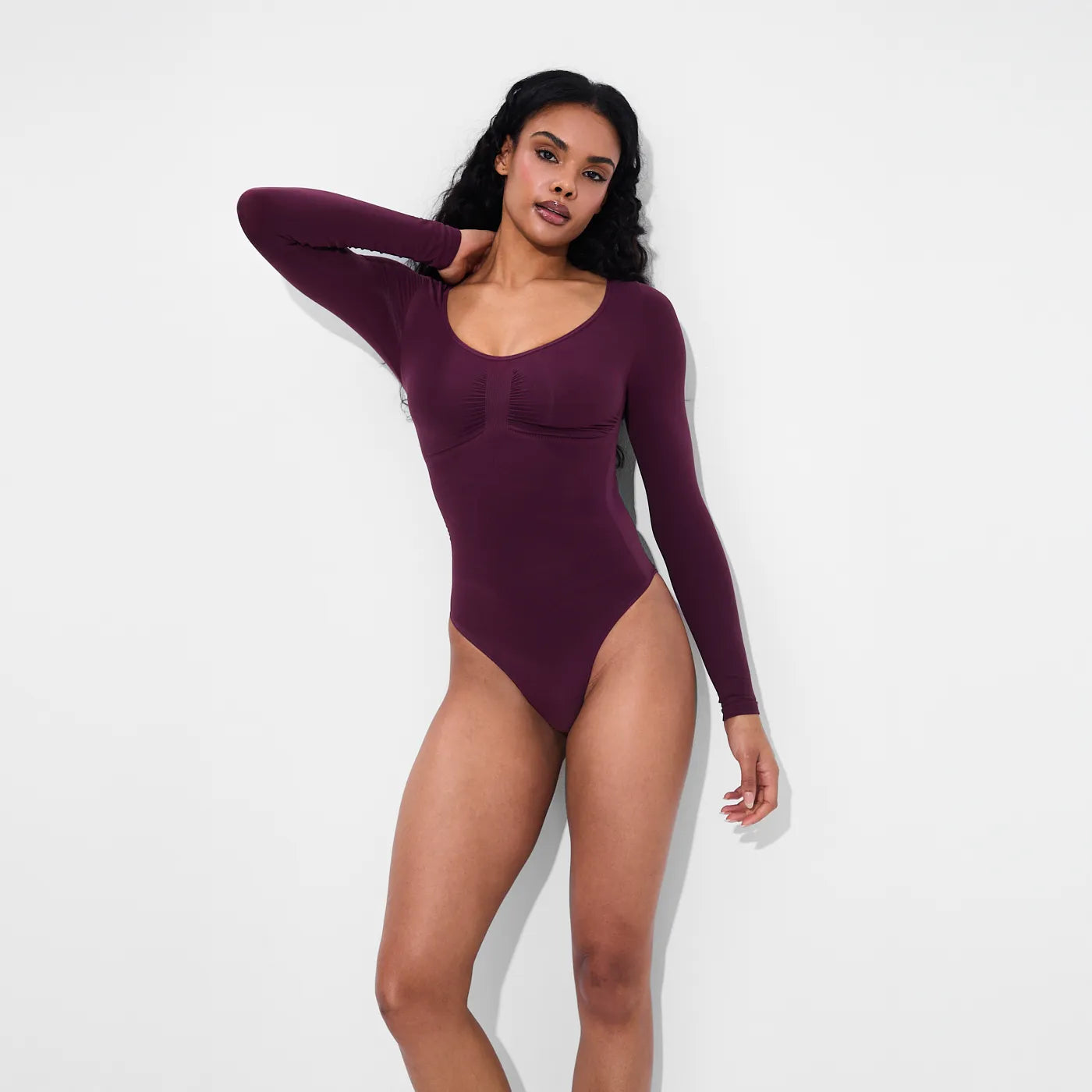 Bodysuit Şekillendirici Shapewear külotlu uzun kollu
