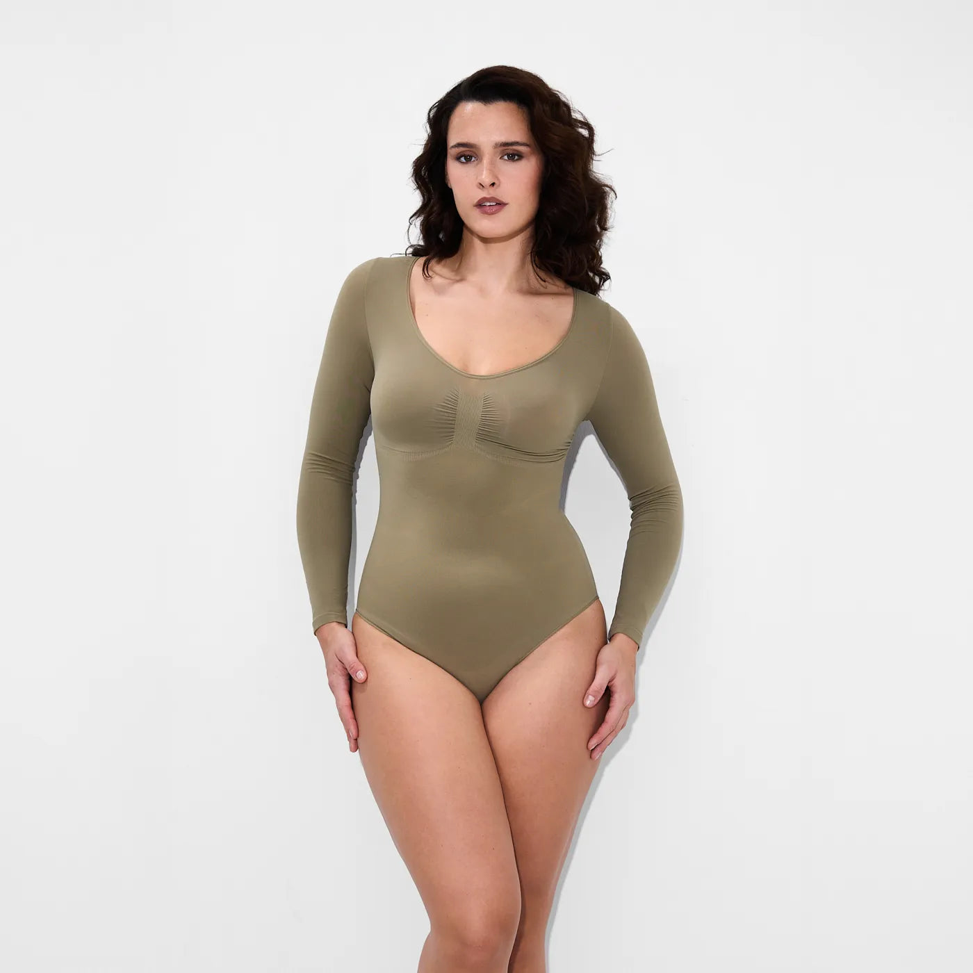 Bodysuit Şekillendirici Shapewear külotlu uzun kollu