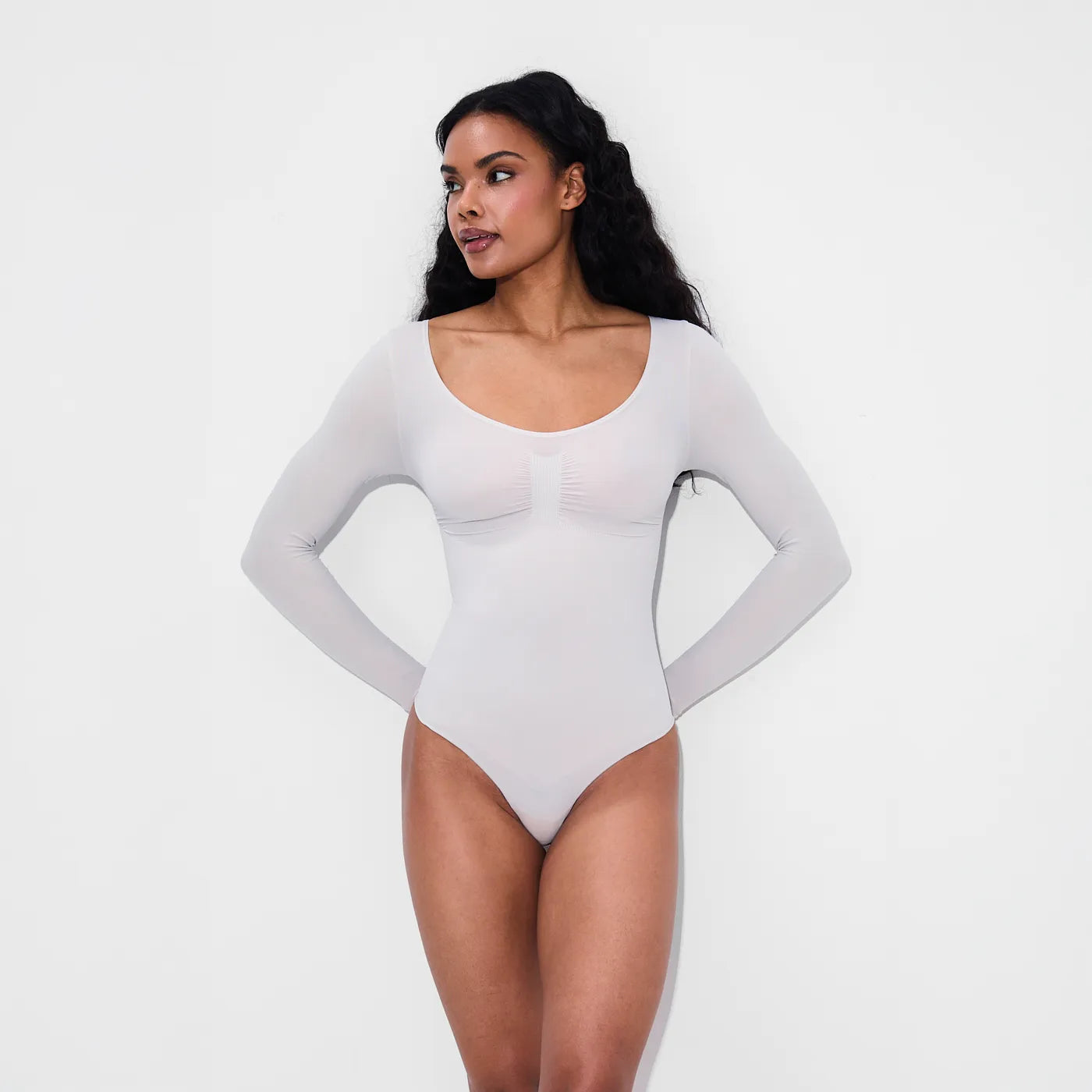 Bodysuit Şekillendirici Shapewear külotlu uzun kollu