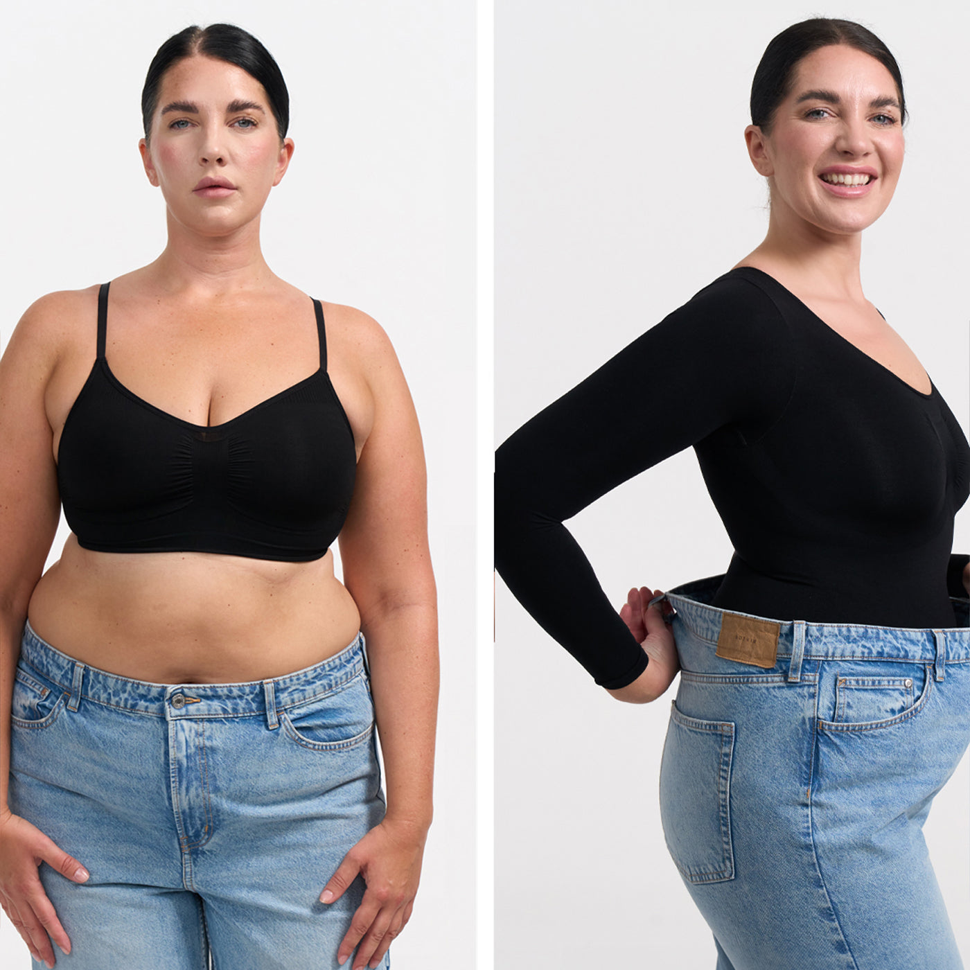 بودي سوت نحت الجسم بأكمام طويلة مع سروال قصير - شكل متوسط