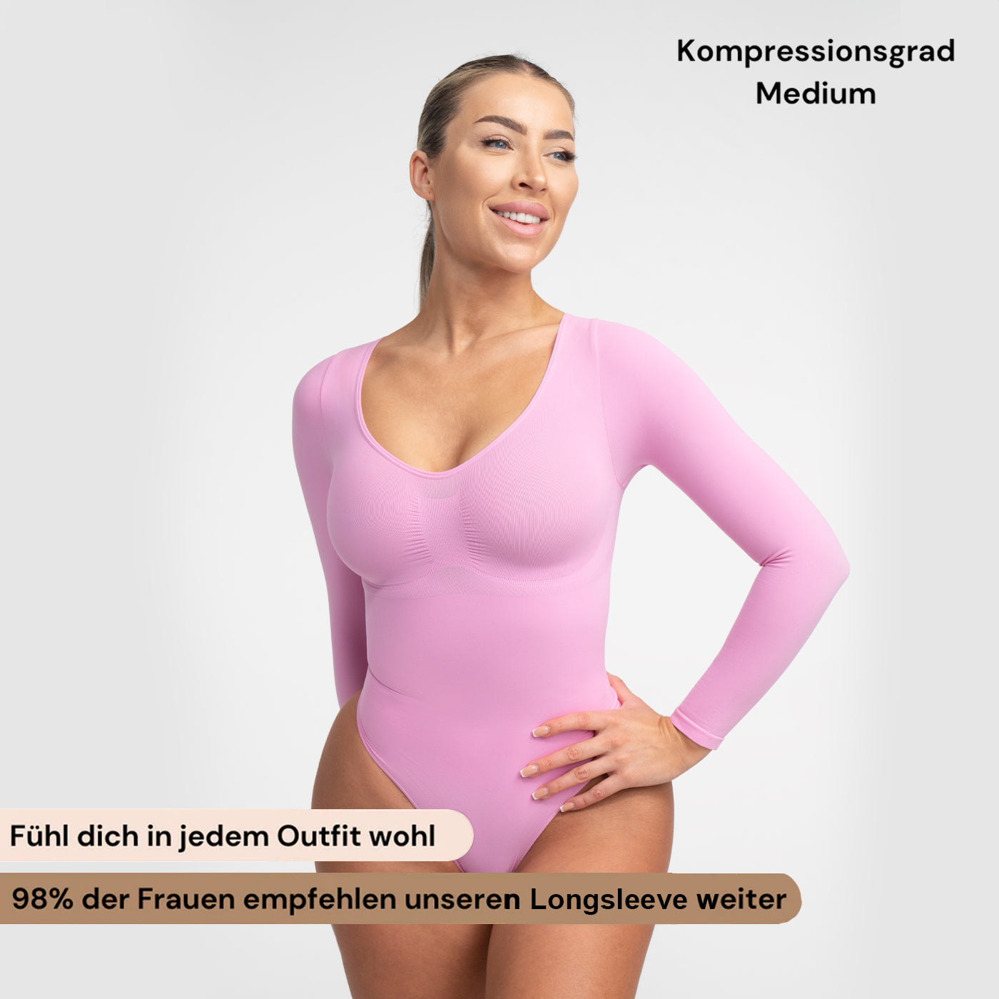 Comfort Bodysuit Sculpting Shapewear Longsleeve mit String - Secret Sales