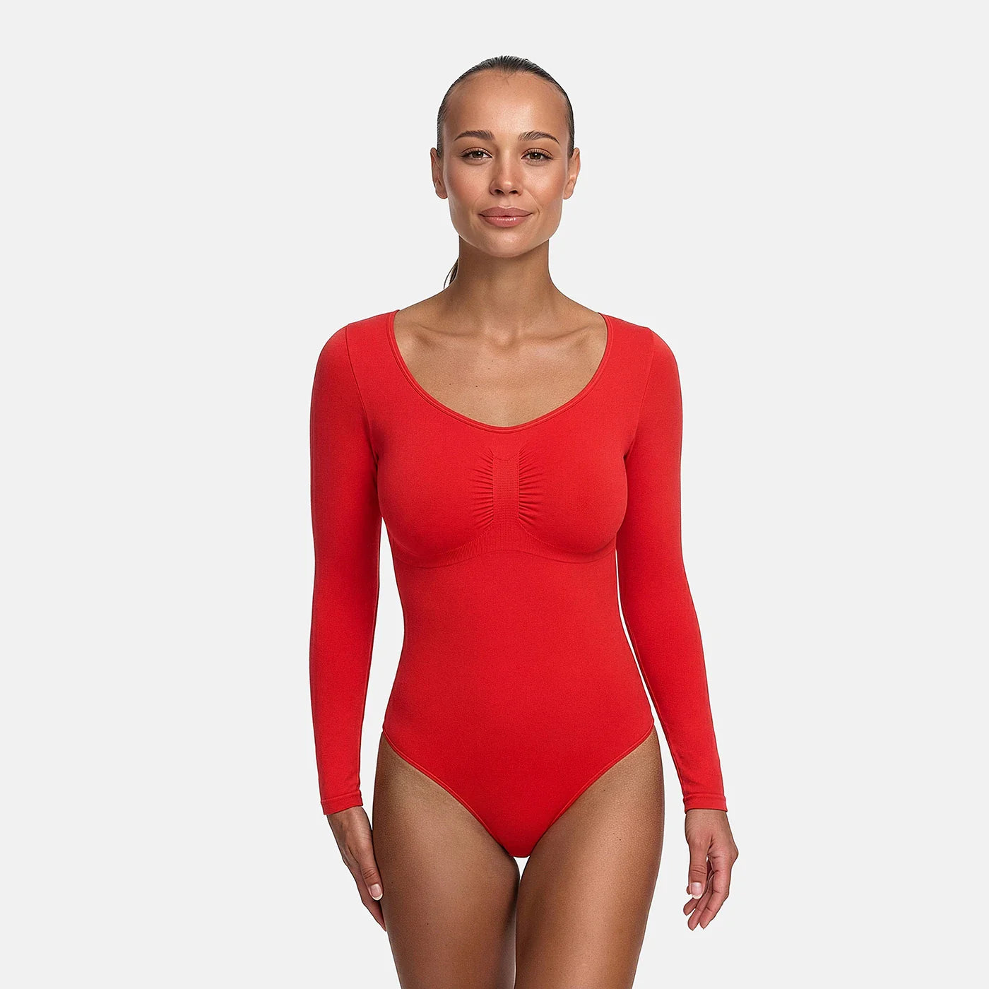 Slip Detaylı Şekillendirici Uzun Kollu Body Shapewear