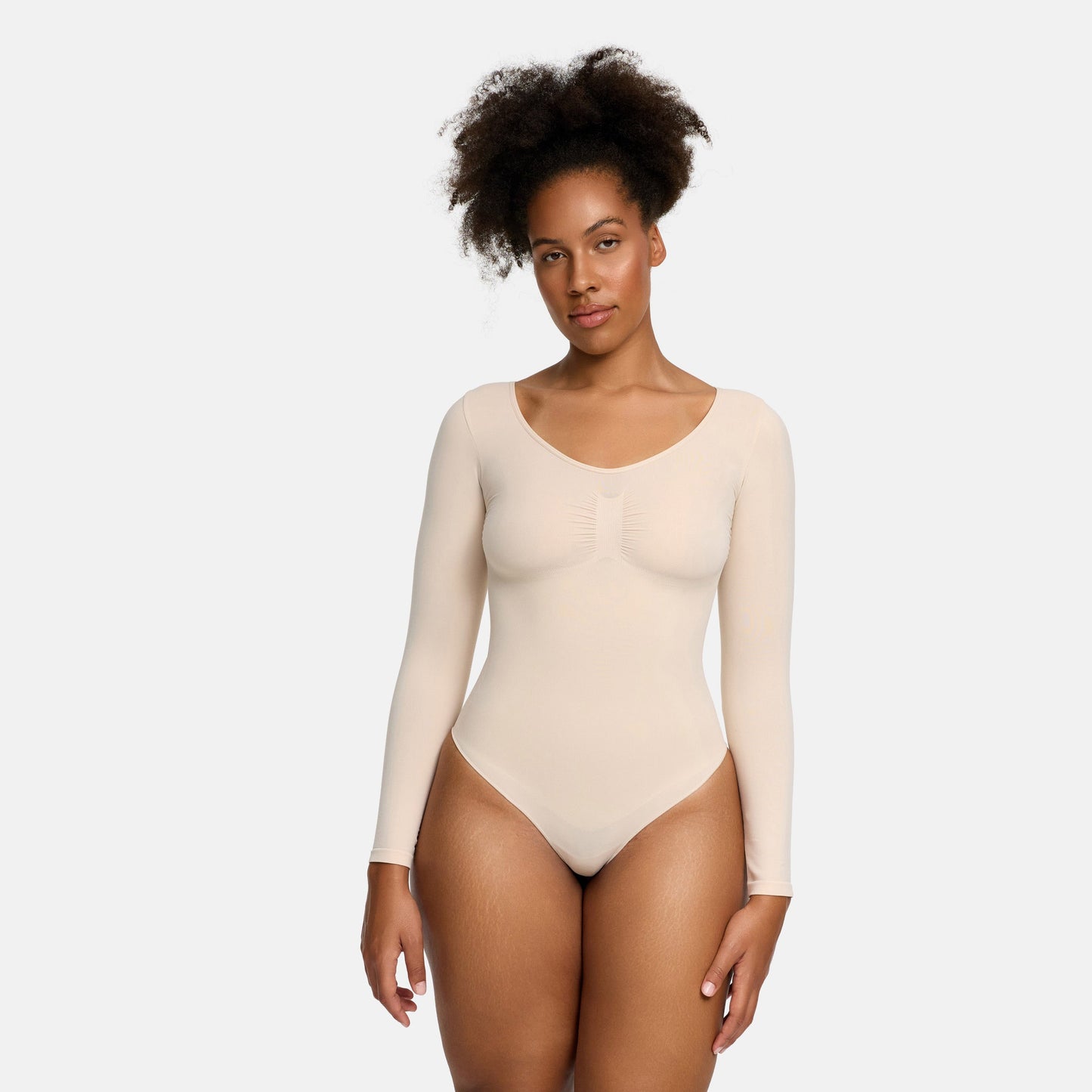 Slip Detaylı Şekillendirici Uzun Kollu Body Shapewear