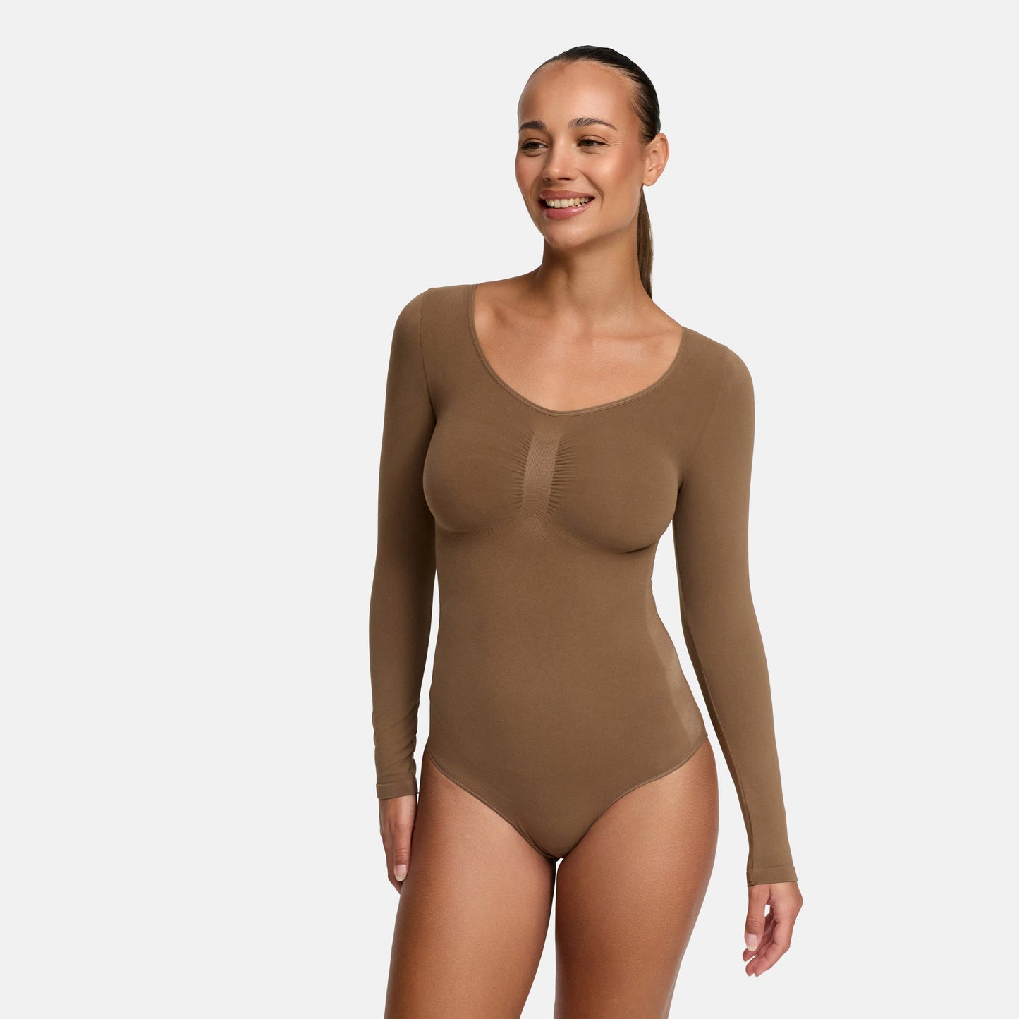 Slip Detaylı Şekillendirici Uzun Kollu Body Shapewear