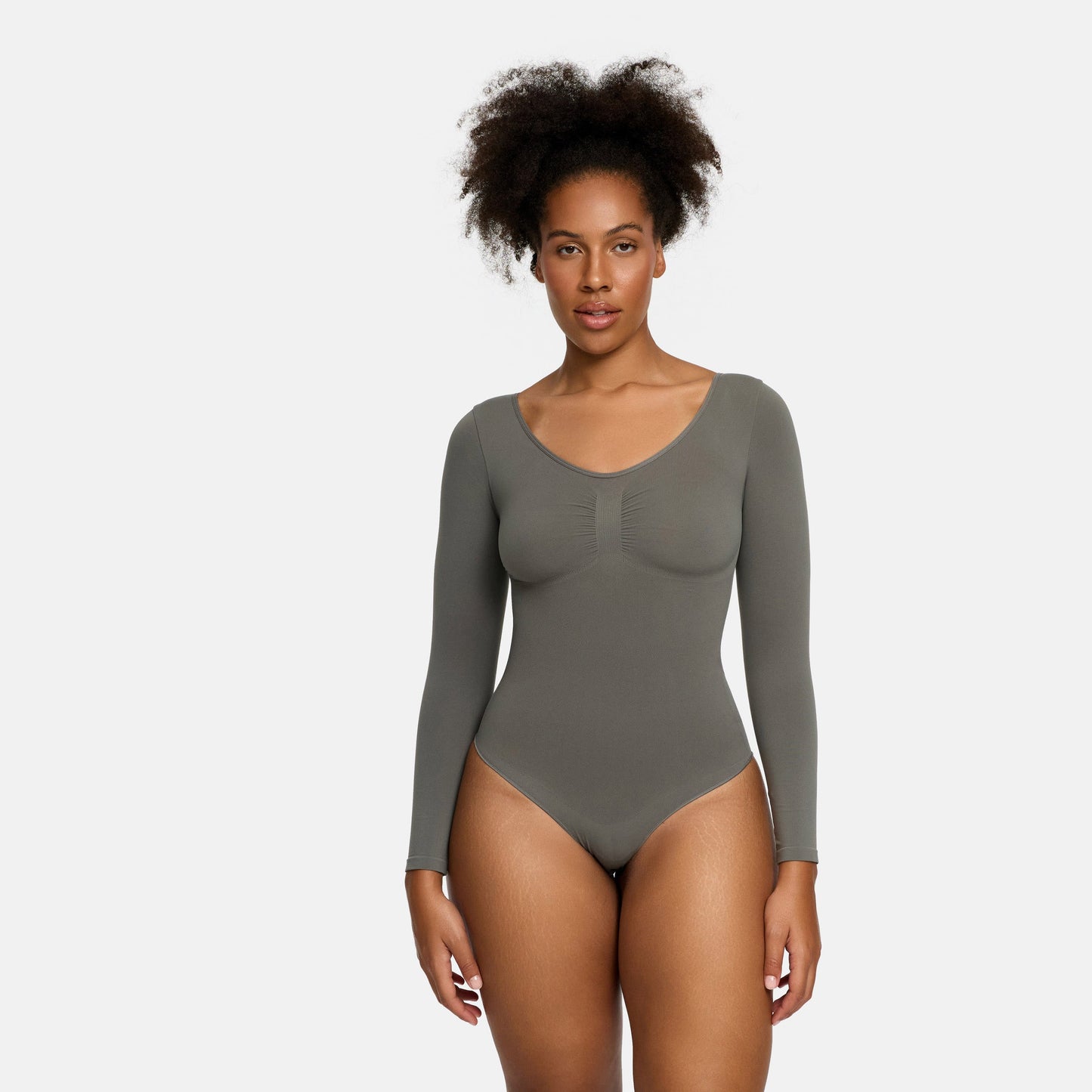 Slip Detaylı Şekillendirici Uzun Kollu Body Shapewear