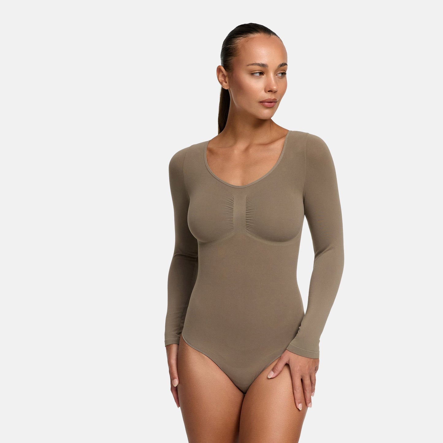 Slip Detaylı Şekillendirici Uzun Kollu Body Shapewear