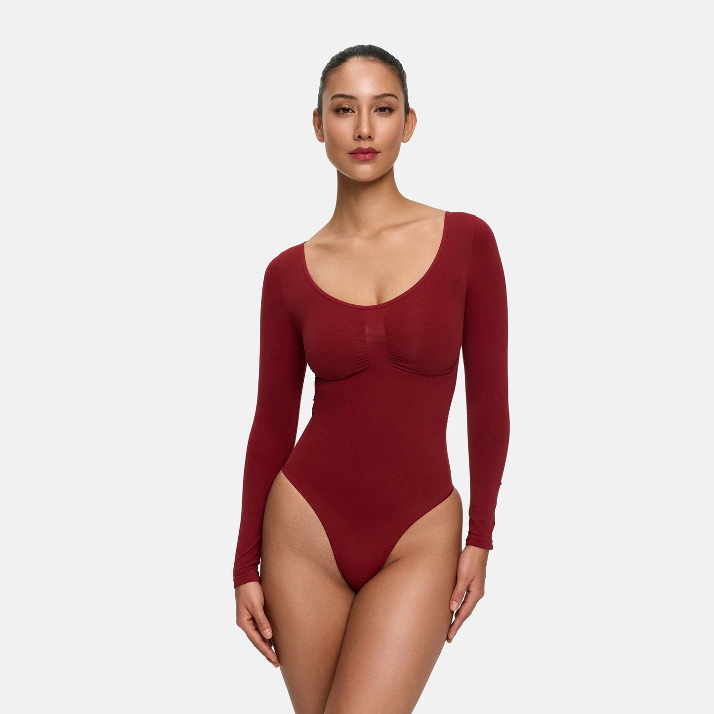 Slip Detaylı Şekillendirici Uzun Kollu Body Shapewear