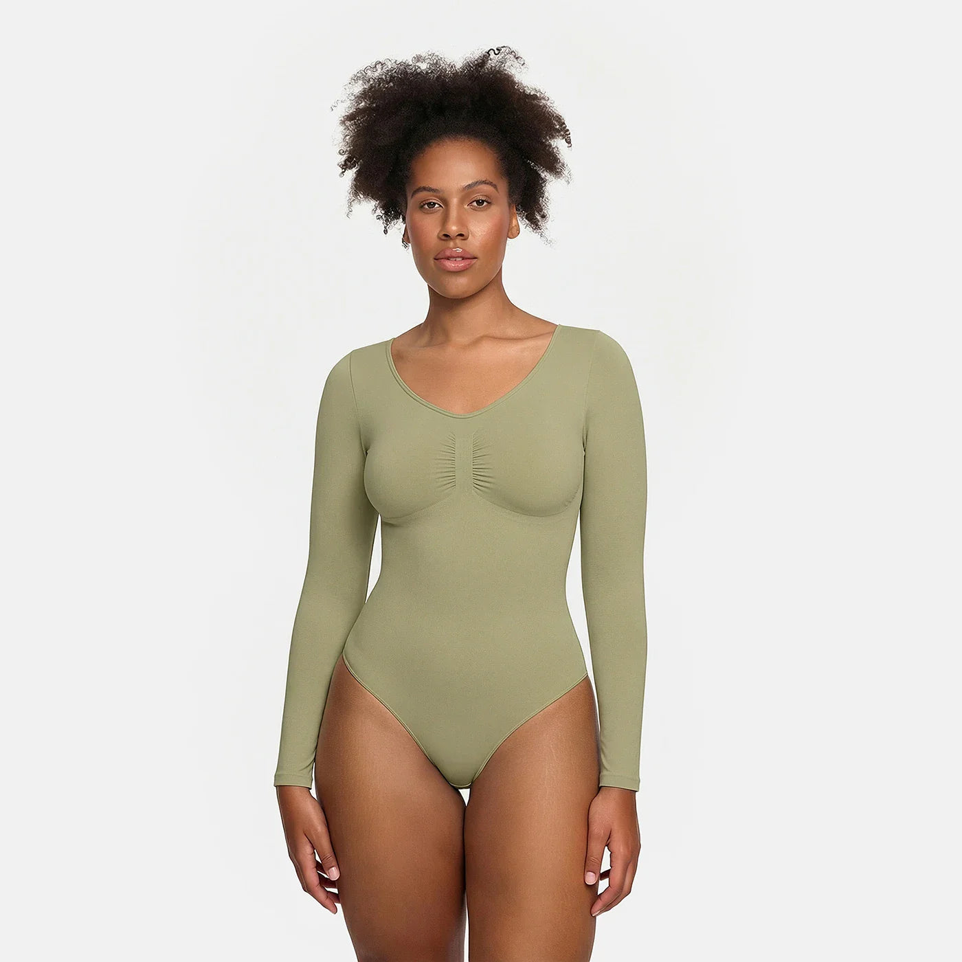 Slip Detaylı Şekillendirici Uzun Kollu Body Shapewear