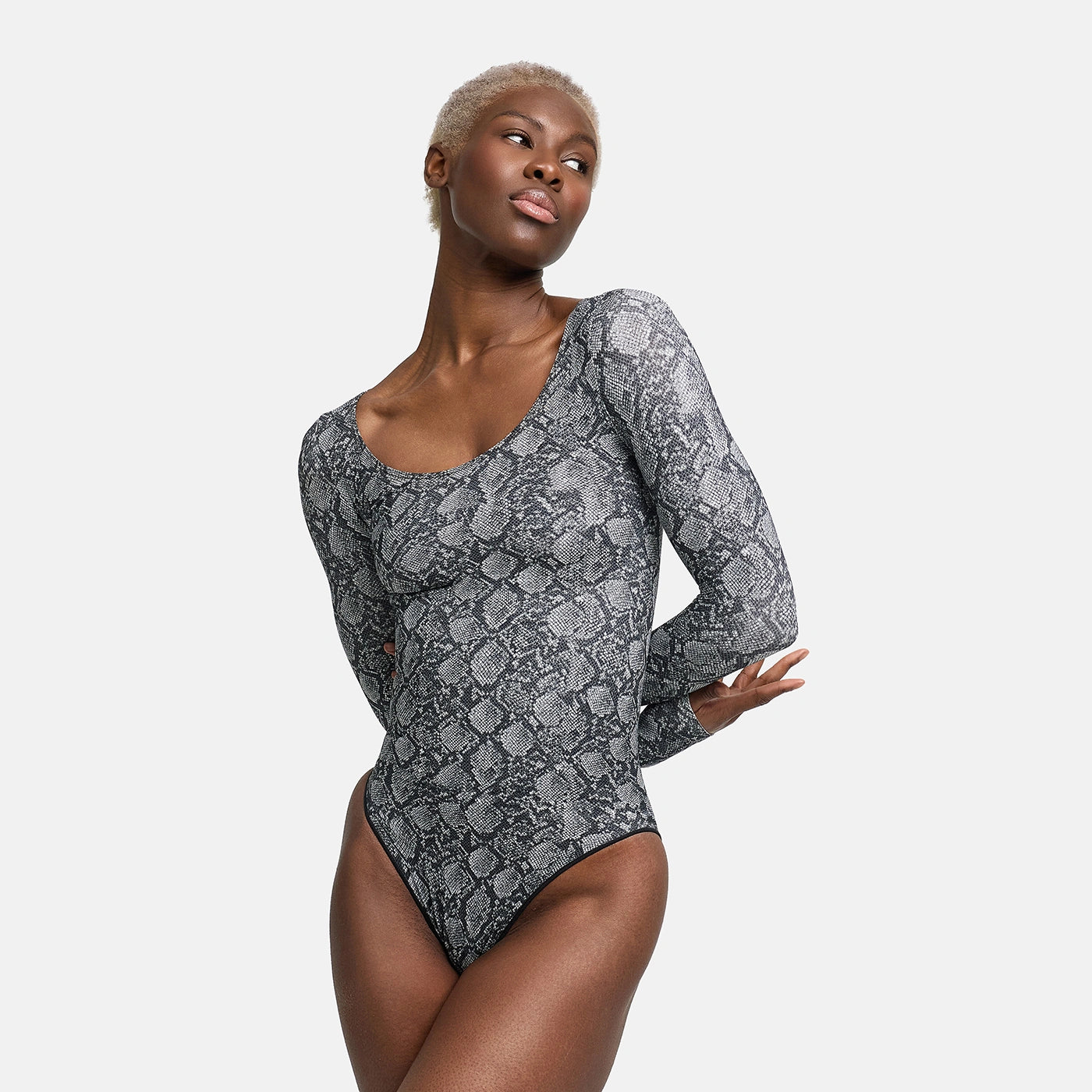 Slip Detaylı Şekillendirici Uzun Kollu Body Shapewear