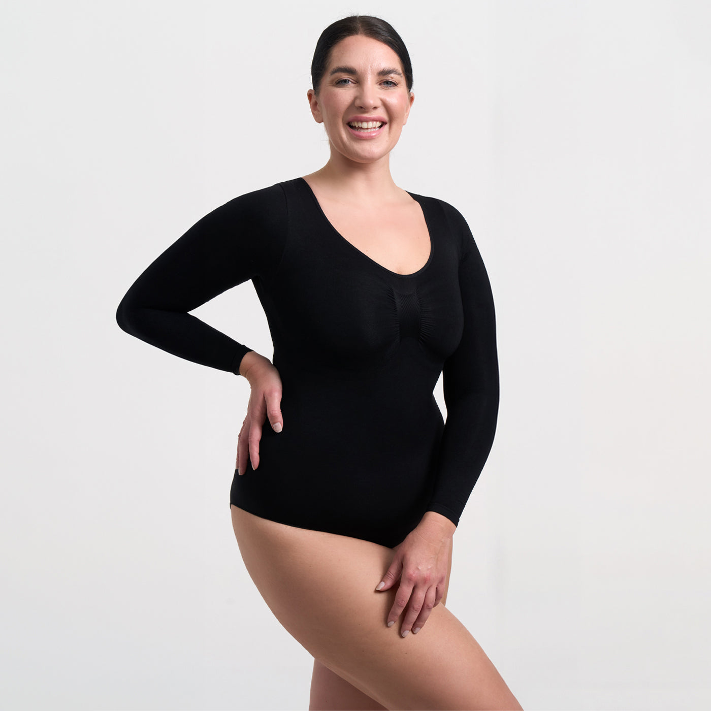 Bodysuit Sculpting Shapewear Longsleeve mit String