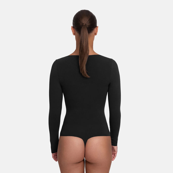 Bodysuit Sculpting Shapewear Longsleeve mit String - Schwarz - Image 6
