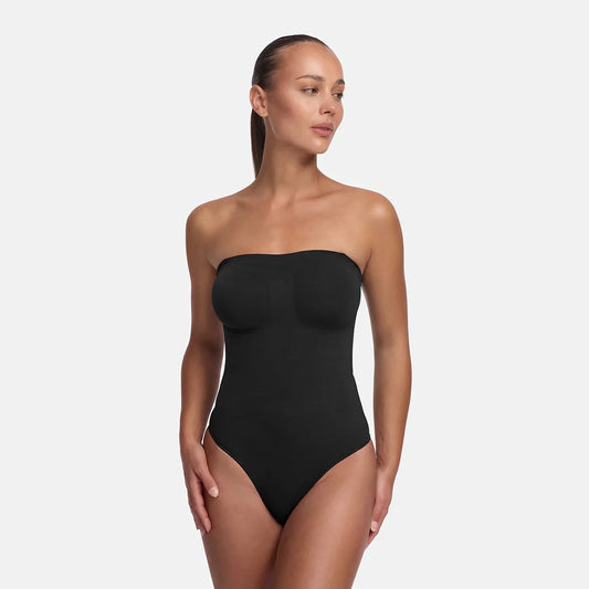 Body contenitivo modellante senza spalline con slip
