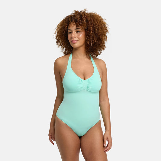 Body contenitivo modellante con scollo all'americana, imbottiture integrate e slip