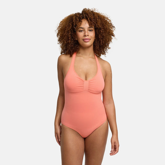 Body contenitivo modellante con scollo all'americana, imbottiture integrate e slip