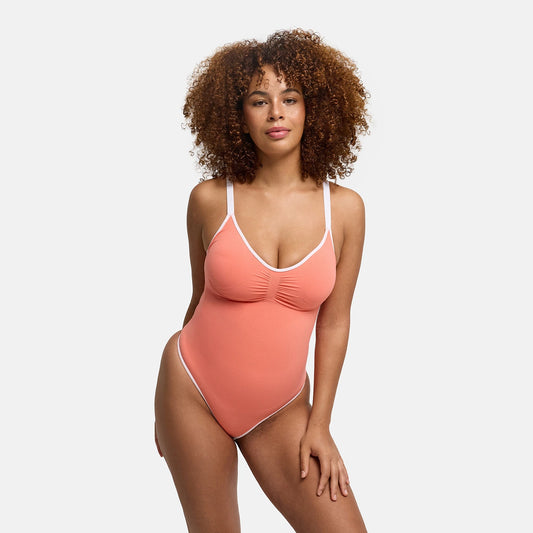 Lined Bodysuit Sculpting Shapewear mit integrierten Pads mit String