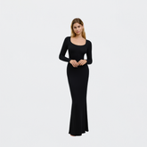 Ribbed Long Sleeve Maxikleid