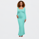 Ribbed Long Sleeve Maxikleid