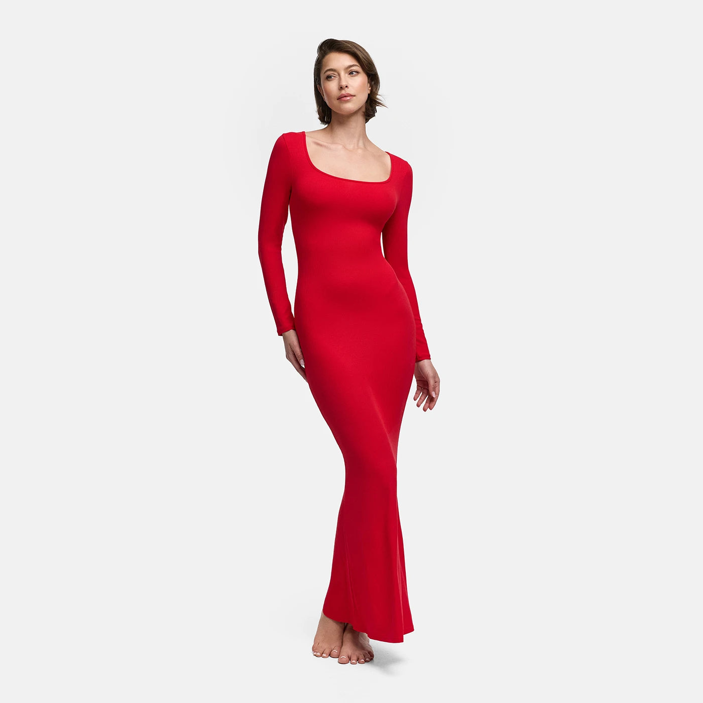 Ribbed Long Sleeve Maxikleid