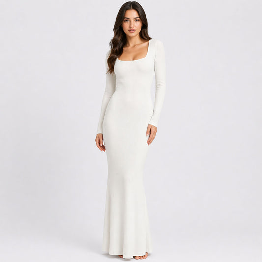 Ribbed Long Sleeve Maxikleid