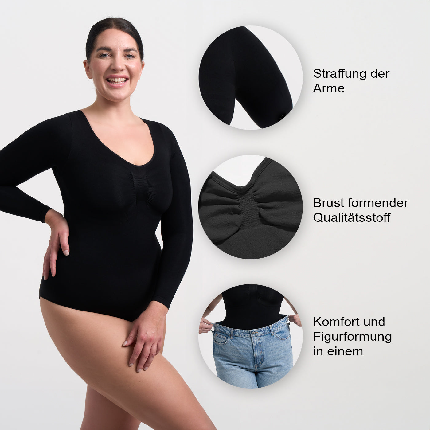 Bodysuit Sculpting Shapewear Longsleeve mit Slip