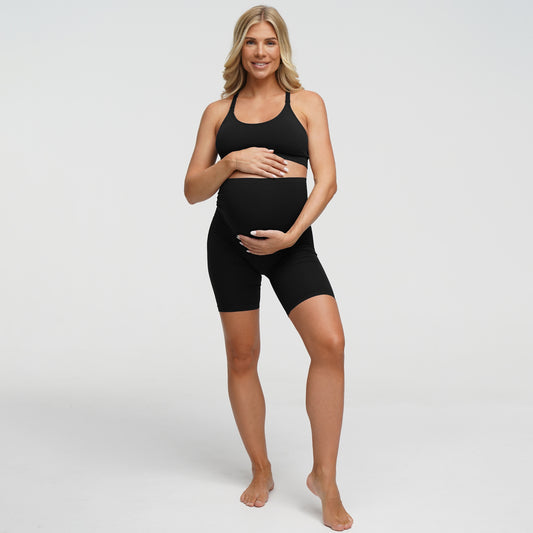 Seamless high-waisted maternity shorts