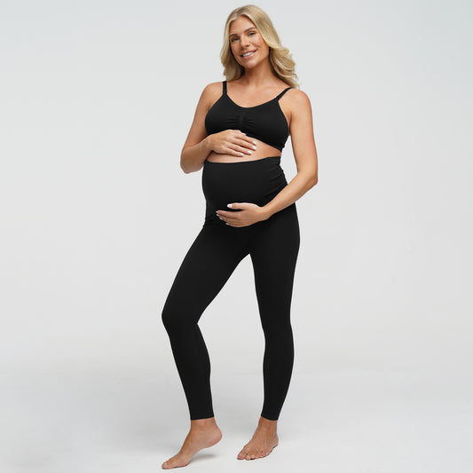 Seamless high-waisted maternity leggings