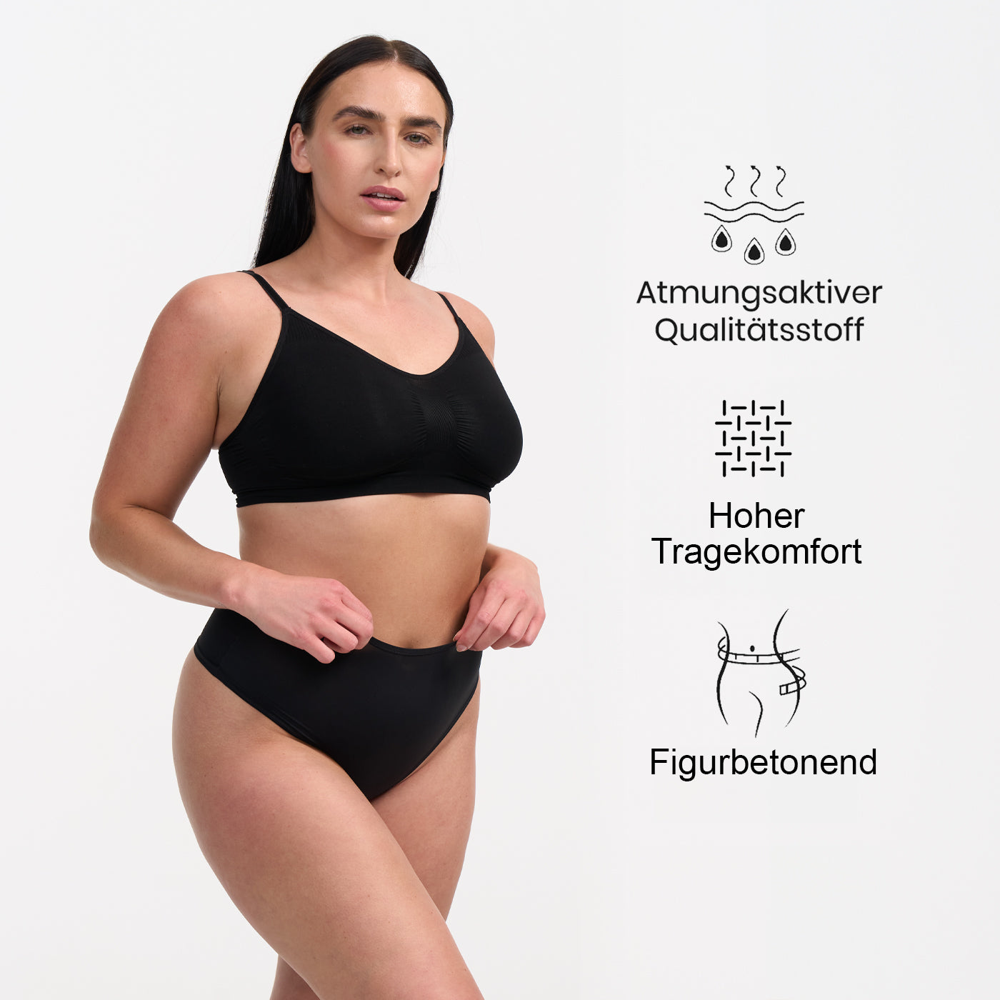 Das Model ist 1,73m groß und trägt Größe L.