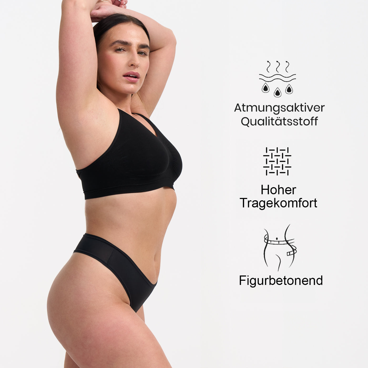 Das Model ist 1,73m groß und trägt Größe L.