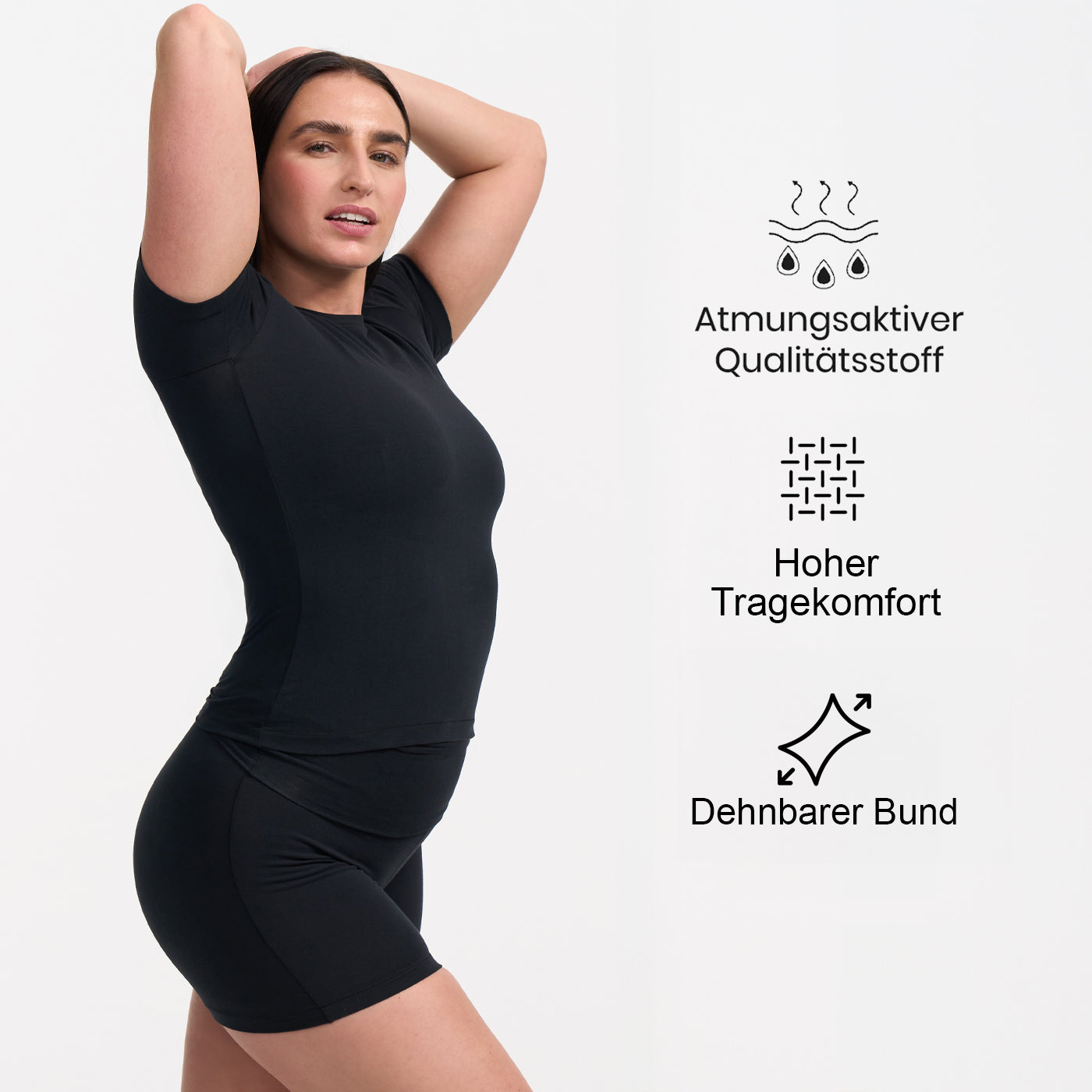 Das Model ist 1,73m groß und trägt Größe L.