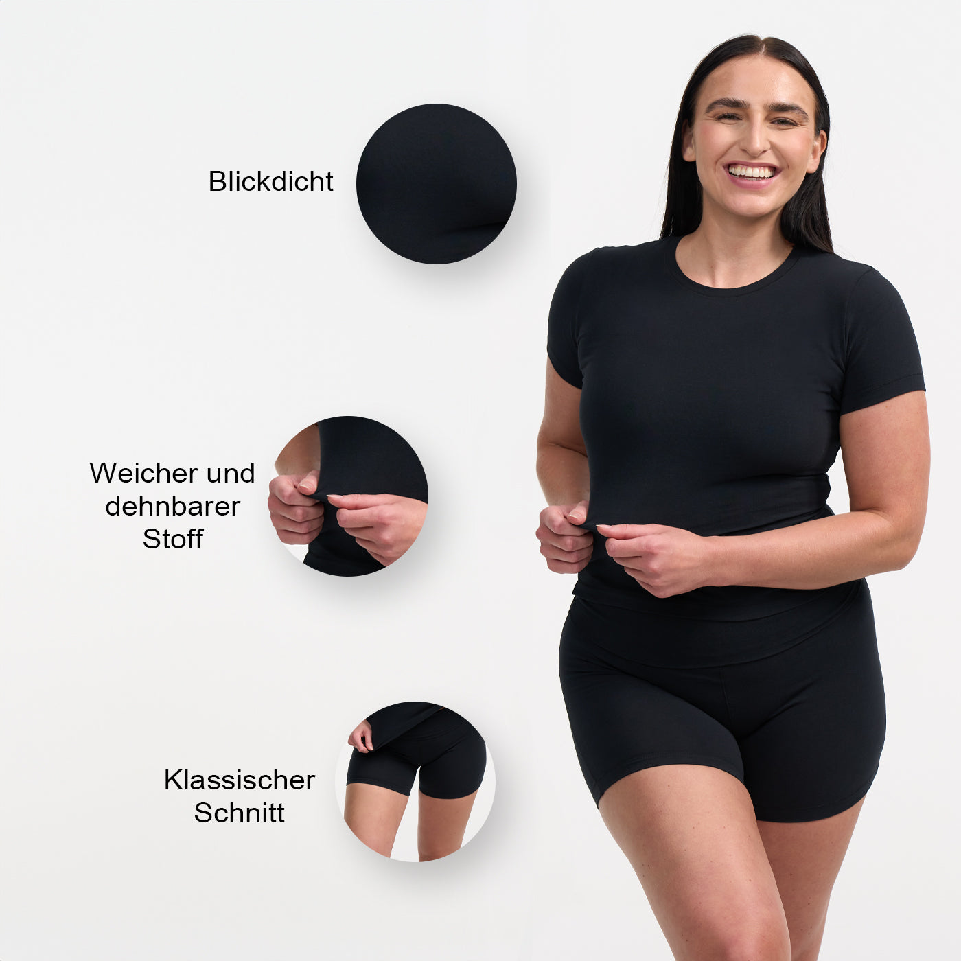 Das Model ist 1,73m groß und trägt Größe L.