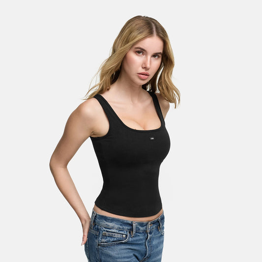 Canotta in cotone con reggiseno push-up integrato