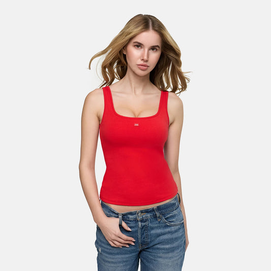 Canotta in cotone con reggiseno push-up integrato