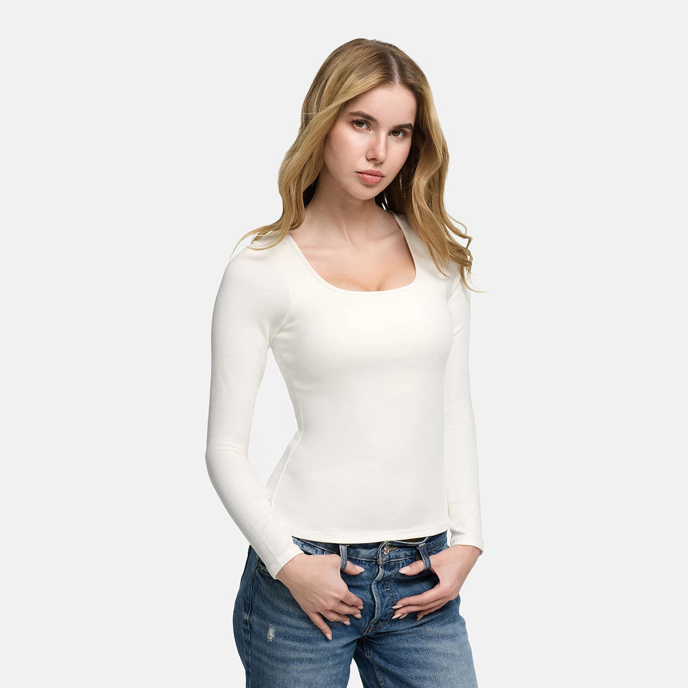 Cotton Longsleeve with Built-In Wireless Bra