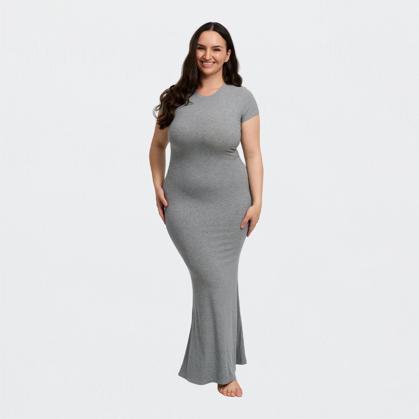 Ribbet T-shirt maxikjole