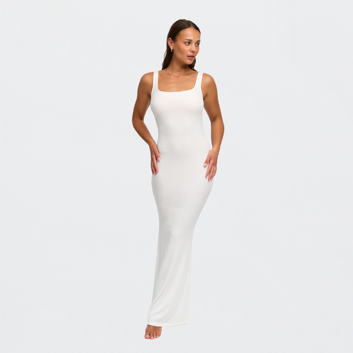 Ribbet maxikjole med tanktop