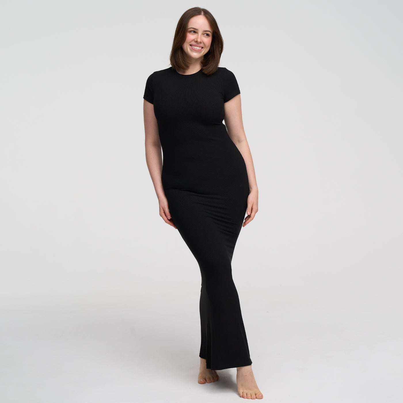 Ribbet T-shirt maxikjole