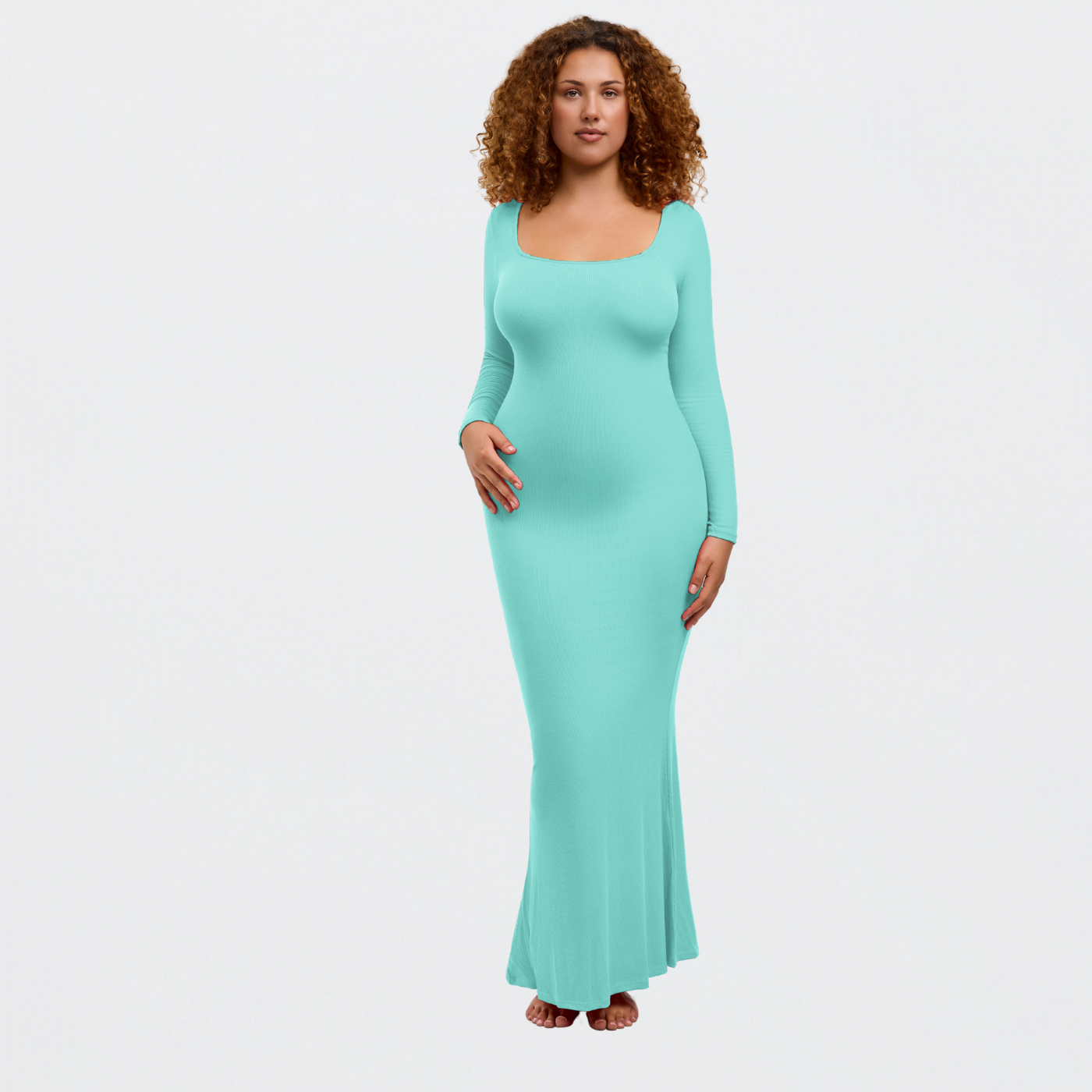 Ribbed long sleeve maxi dress