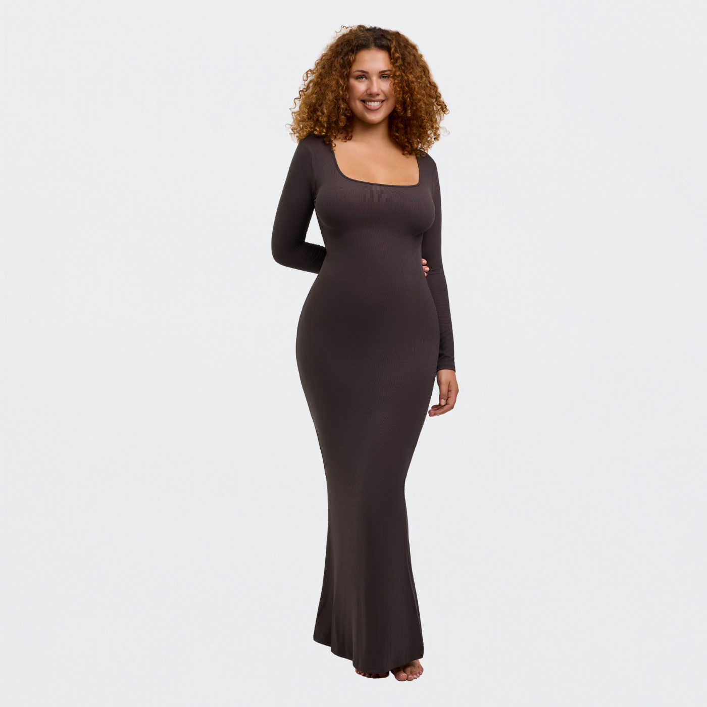 Ribbed long sleeve maxi dress