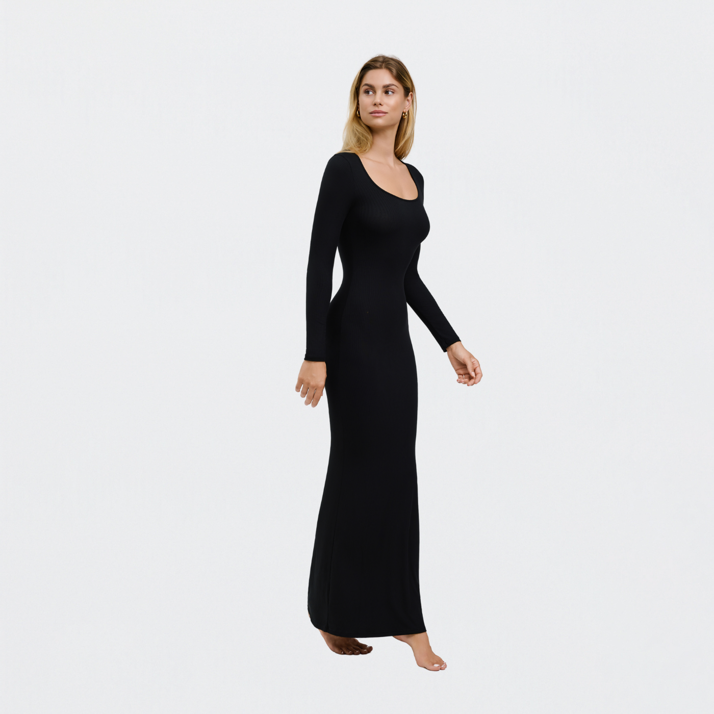 Ribbed long sleeve maxi dress