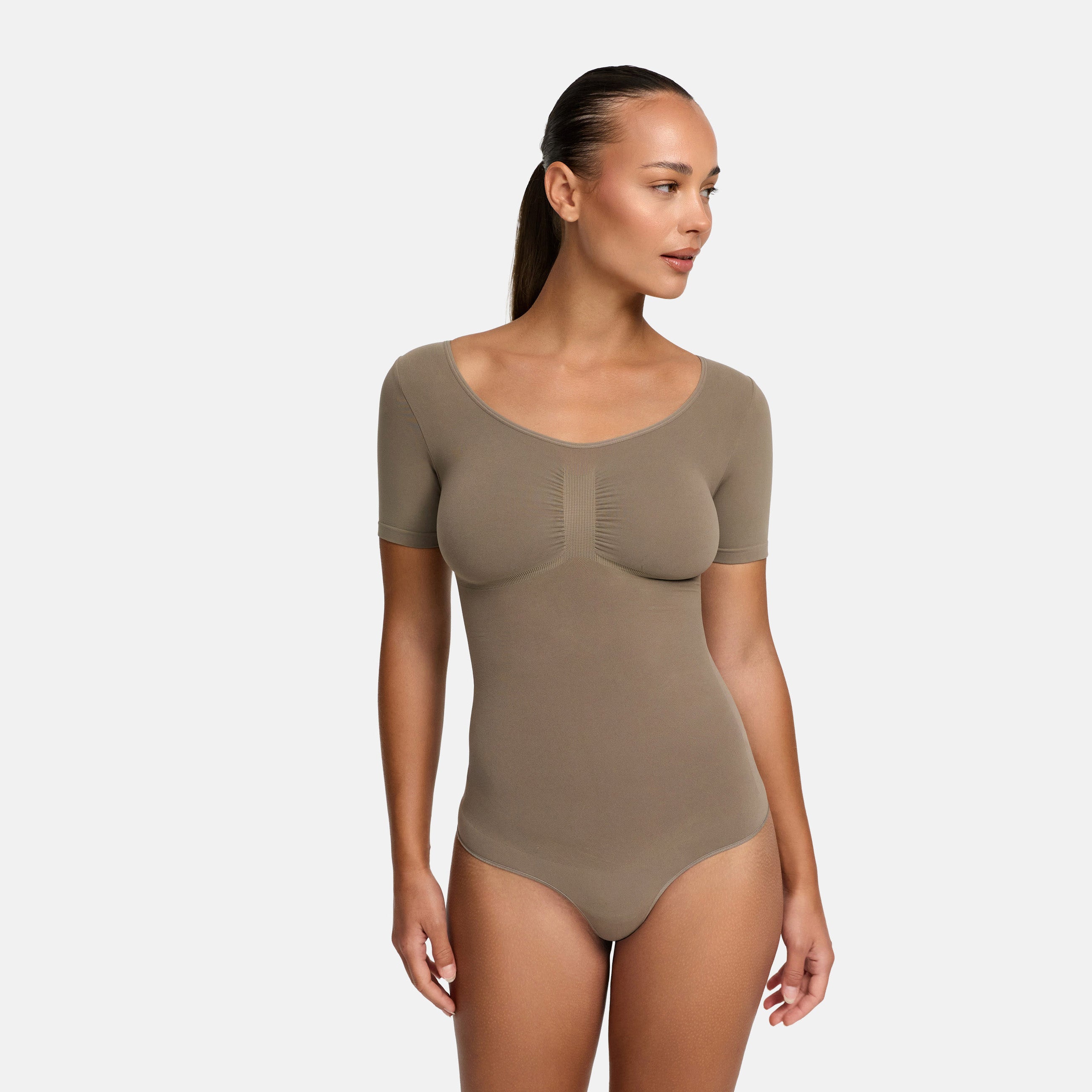 T-shirt bodysuit sculpting shapewear with briefs (#2)