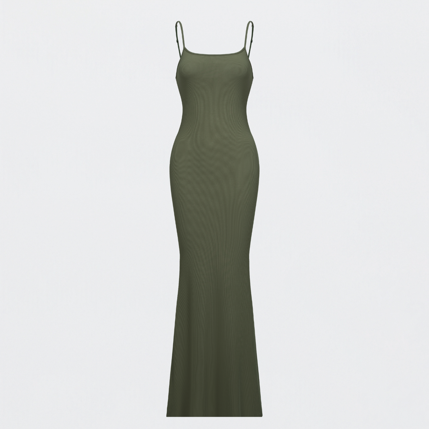 Robe maxi côtelée à bretelles fines